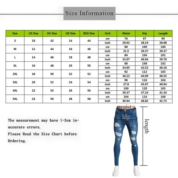 2024 Pencil Pants Elastic Sweatpants Men Fit Solid Ripped Denim Harem Pants Casual Black Blue White Destroyed Jeans Pants - Image 2