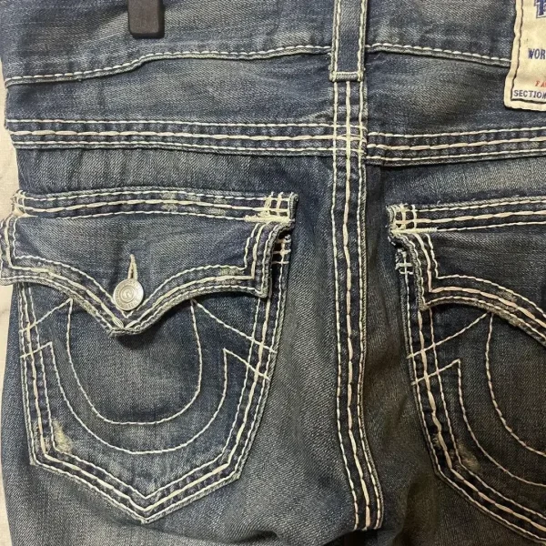 2000’s True Religion Low Rise Y2K Super T Bootcut Flared Jeans Street Denim Pants Harajuku High Waist Straight Wide Leg Jeans - Image 4