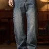 Mens Elastic Waist Jeans Relaxed Fit Men's Blue Jeans with Elastic Waist with Zipper and Button(Cotton content about 70%)