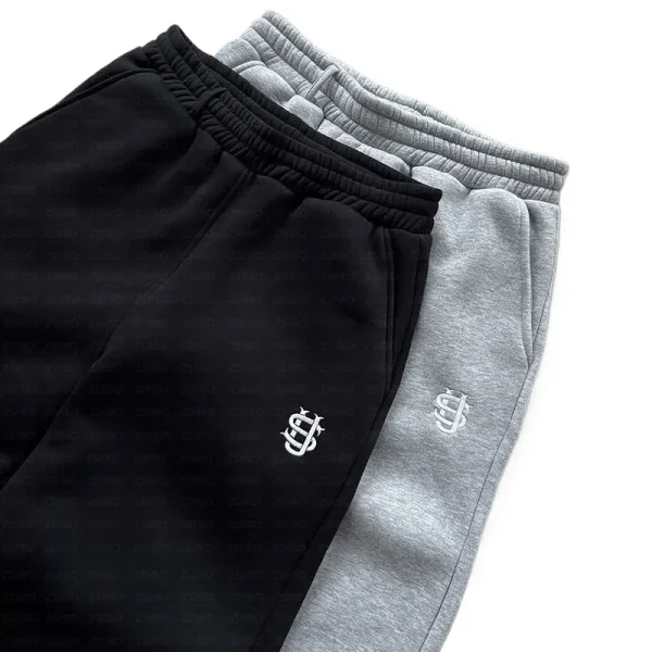 Y2K Fashion Jogger Sweatpants Loose Embroidery Labeled Open Leg Wide Leg Pants Trendy Pocket Couple Straight Pants Men's Hoodie - Image 2