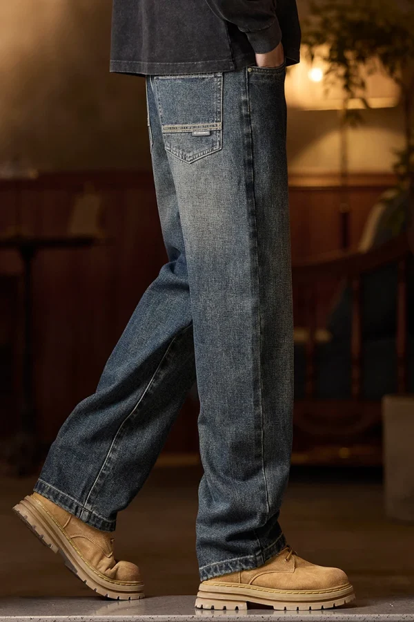 Mens Elastic Waist Jeans Relaxed Fit Men's Blue Jeans with Elastic Waist with Zipper and Button(Cotton content about 70%) - Image 4