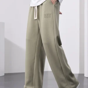 Men's Straight Sweatpants Wide Leg Cotton Track Pants Drawstring Letter Sports Baggy Pants Casual Long Trousers Big Size 8XL