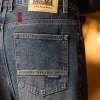 Mens Elastic Waist Jeans Relaxed Fit Men's Blue Jeans with Elastic Waist with Zipper and Button(Cotton content about 70%) - Image 5