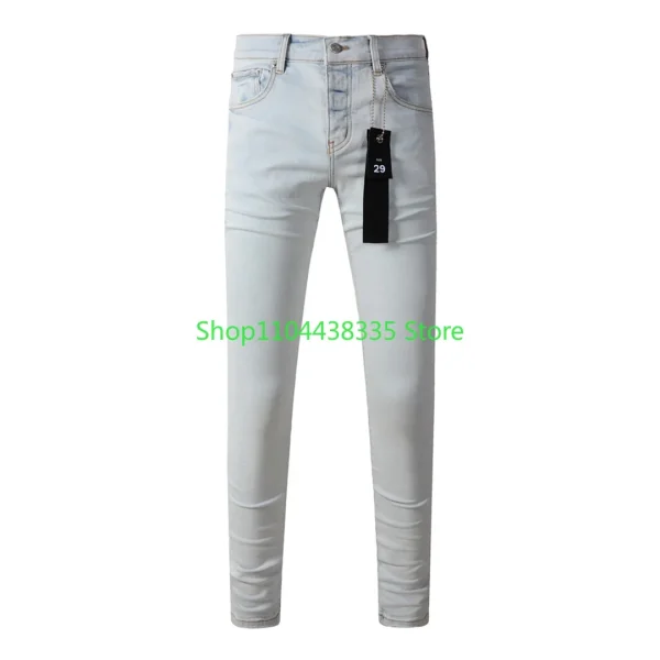 Americans Retro High Street Men's Jeans New Trendy Low Rise Skinny Denim Pants Pleated Ripped Hold Trousers - Image 3