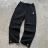Y2K Fashion Jogger Sweatpants Loose Embroidery Labeled Open Leg Wide Leg Pants Trendy Pocket Couple Straight Pants Men's Hoodie - Image 5