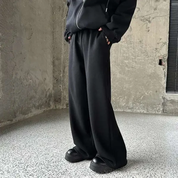 IEFB American Style Men's Sweatpants Elastic Waist Solid Color Bottom Straight Wide Leg Loose Sports Trousers New Simple 9C7782 - Image 5