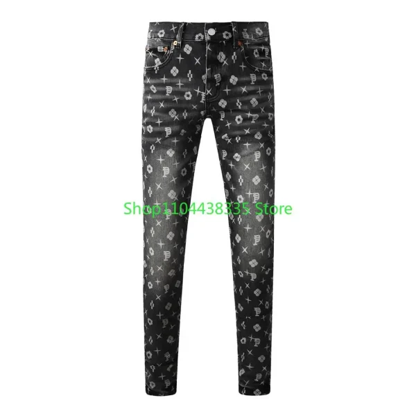 Americans Retro High Street Men's Jeans New Trendy Low Rise Skinny Denim Pants Pleated Ripped Hold Trousers - Image 5