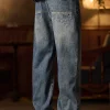 Mens Elastic Waist Jeans Relaxed Fit Men's Blue Jeans with Elastic Waist with Zipper and Button(Cotton content about 70%) - Image 2