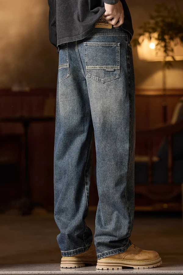 Mens Elastic Waist Jeans Relaxed Fit Men's Blue Jeans with Elastic Waist with Zipper and Button(Cotton content about 70%) - Image 2