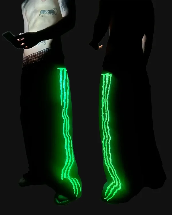 New fluorescent embroidered men sports pants street clothing hip-hop retro personality glow pants men and women joggers - Image 5