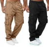 Men's Cargo Trousers Elastic Waist Elastic Multi-pocket Loose Combat Work Pants Outdoor Fitness Sports Casual Pants S-4XL