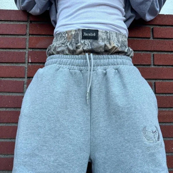 Men's Y2K Retro Sports Pants Double Cuffs Embroidered Camouflage Pattern Unisex Loose Pants Wide Leg Pants Trendy Casual Street - Image 5