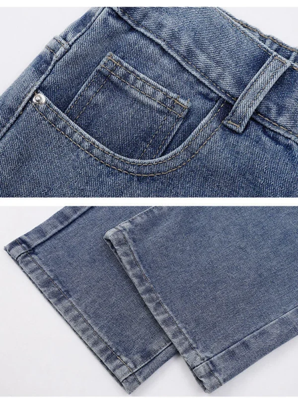 2025 New Korean Men's Casual Long Jeans Classic Man Straight Denim Wide-leg Pants Solid Color Light Blue Grey Black - Image 6
