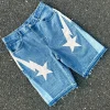 American fashion trend Street style wide-leg Jeans for men Y2k embroidered baggy jeans Goth punk High street casual shorts - Image 4