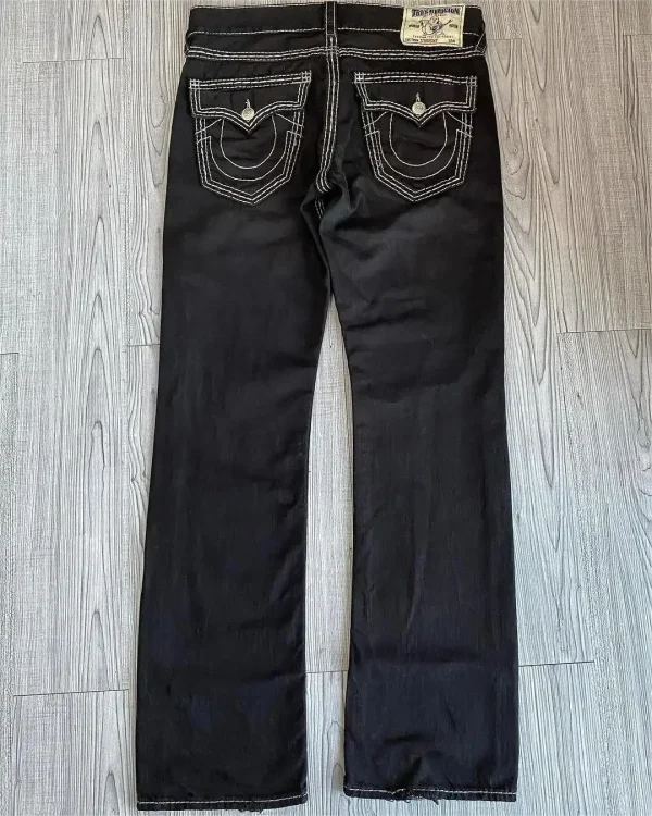 2000’s True Religion Low Rise Y2K Super T Bootcut Flared Jeans Street Denim Pants Harajuku High Waist Straight Wide Leg Jeans - Image 2