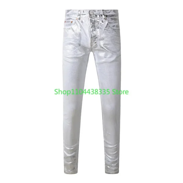 Americans Retro High Street Men's Jeans New Trendy Low Rise Skinny Denim Pants Pleated Ripped Hold Trousers - Image 4
