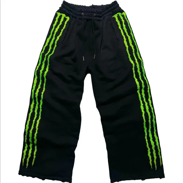New fluorescent embroidered men sports pants street clothing hip-hop retro personality glow pants men and women joggers
