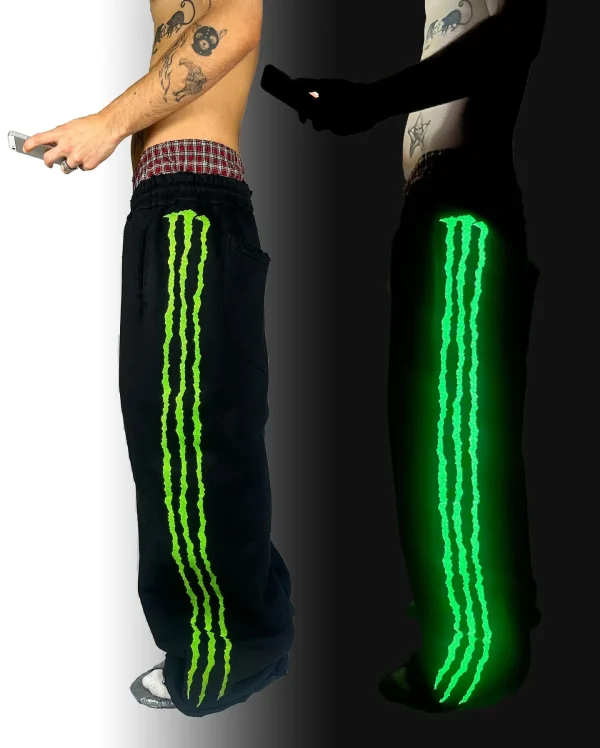 New fluorescent embroidered men sports pants street clothing hip-hop retro personality glow pants men and women joggers - Image 6